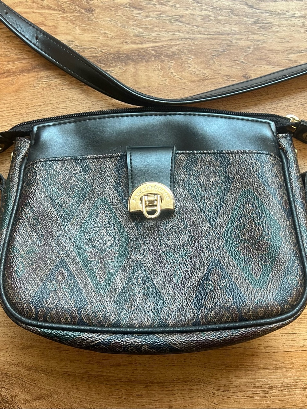 Liz Claiborne Brown and Black Patterned Crossbody Bag - Picture 2 of 7